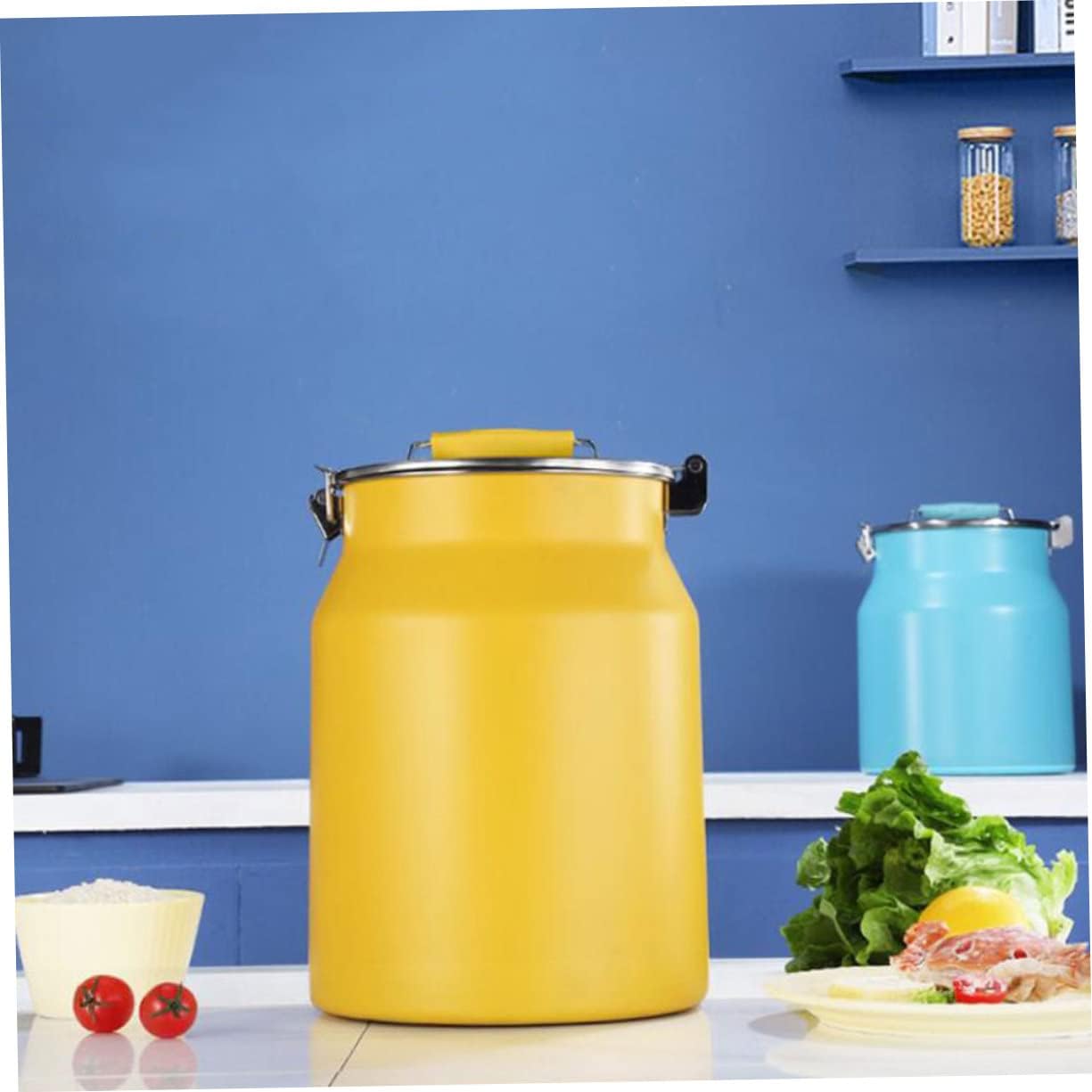 Kichvoe Stainless Steel Grain Storage Bucket Airtight Multi Functional Rice and Flour Container for Kitchen Pantry Capacity Cereal Storage Bin for Home Use