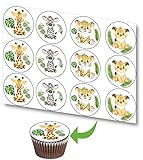 Safari animals edible cupcake topper, edible image/jungle baby shower animal, / Welcome baby Theme/Edible Party supplies decoration /1 sugar sheet PRECUT (15 circles 2')