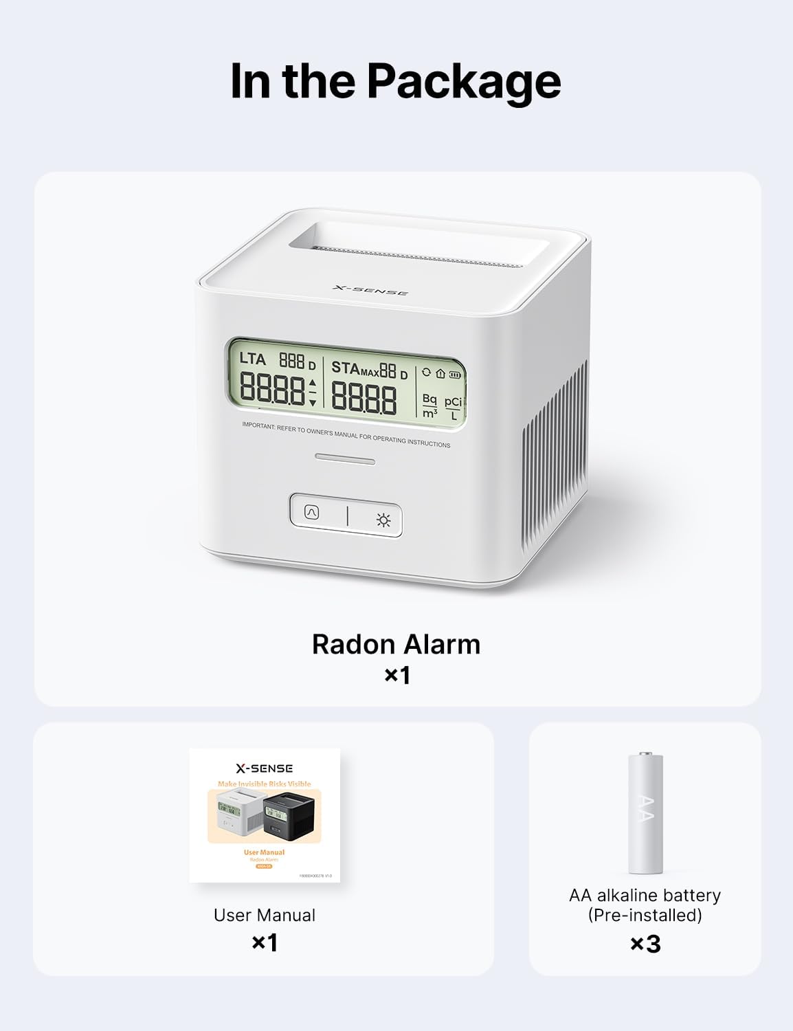 X-Sense Radon Detector for Home, Easy to Use, Zero Lab Fees, No Installation Required, Continuous Monitoring with Clear LCD Screen, XR0A-SR - Image 9