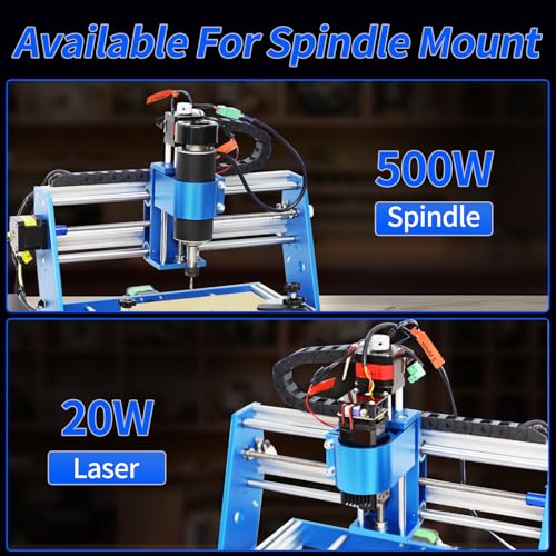 WolfPawn 3018 500W CNC Router Machine All Metal Structure 3 Aixs CNC Engraving Machine with Emergency Stop Button and Limit Switches for Wood Acrylic MDF Nylon Carving, Working Area 300X180X60mm - Image 4