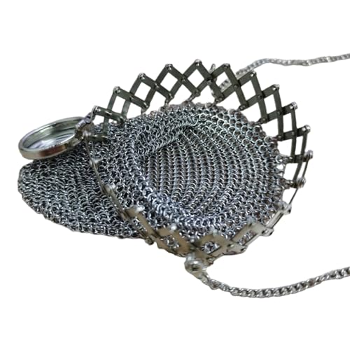 Vintage Coin Purse, Double Mesh Metal Purse with Stretchable Opening, 1920's English Coin Holder with Long Chain2