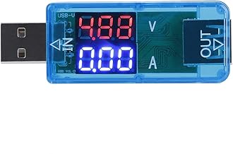 Probador USB Capacidad Multímetro Voltímetro Probador de Voltaje Cargador Medidor de Corriente Color LCD Potencia para Banco de energía Productos electrónicos (Azul)