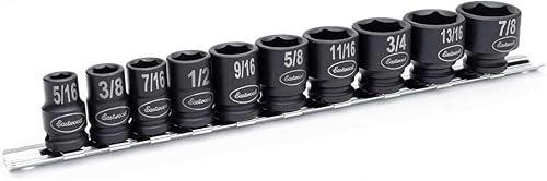 Eastwood Juego de dados de impacto superficial SAE de 3/8 pulgadas, 10 piezas, acero al cromo y molibdeno