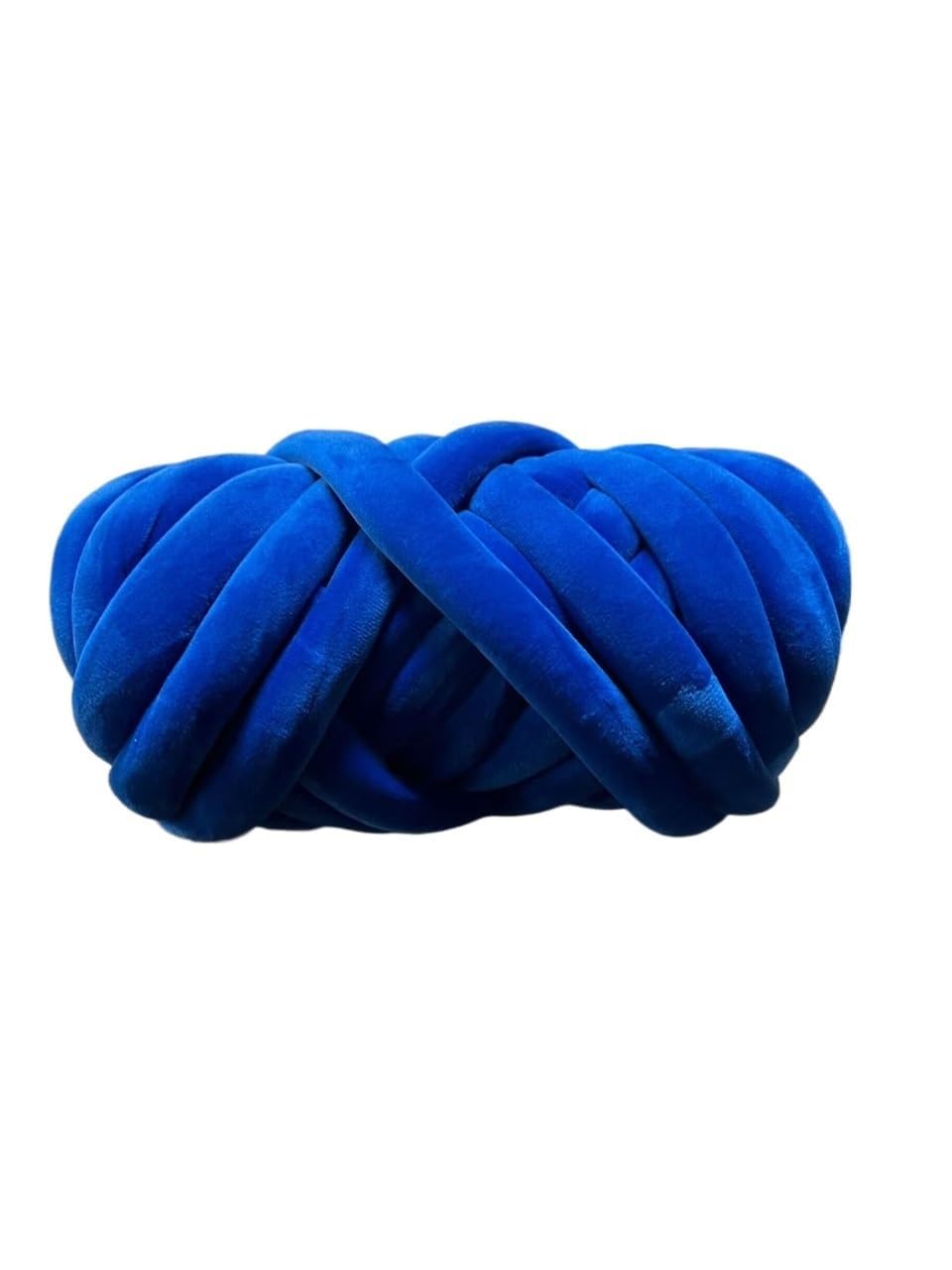 Ręcznie dziergane koce, Włóczka Velvet Chunky 1 kg do robienia na drutach rękach, robótek ręcznych, wielokolorowa(Sapphire blue 1KG)