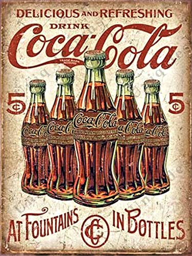 UNiQ Designs Plaque en métal Coca-Cola - Décoration murale rétro - Affiche Coca Cola vintage - Décoration des années 50 - Poster Coca Cola vintage - 30,5...