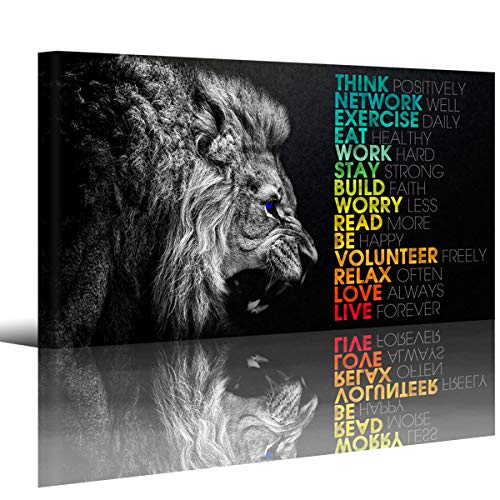 Haichuang Decor Art Animal Lion Canvas Wall Motivational Inspirational Quotes Picture Canvas Prints with Frame, Wall Decorative,1inch Thick Frame