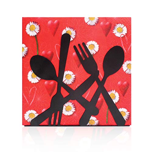 Finex Stainless Paper Large Napkin Holder Stand for Home Kitchen Restaurant Party (Black)