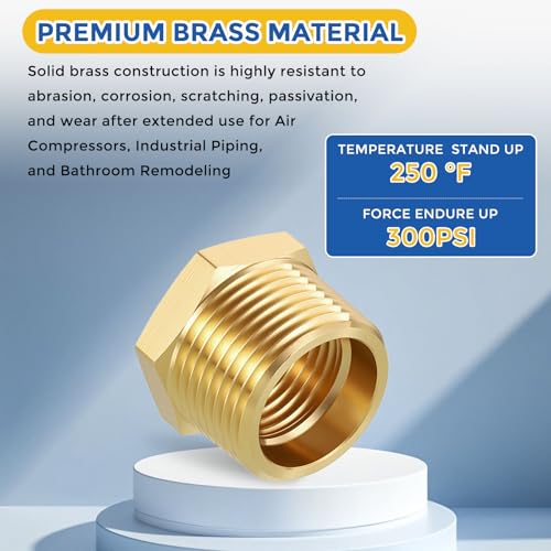 CoCud 5 Pack Brass Pipe Fittings, 3/4" NPT Male to 1/2" NPT Female Reducer by CoCud - Image 8