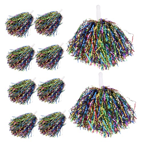 BESTonZON 2sets Delicate Cheerleading Pompoms with Handles Reusable Outdoor Cheerleader Props for Sports Events Dance Performances and Competitions Vibrant Colors for Maximum Spirit 10pcs*2