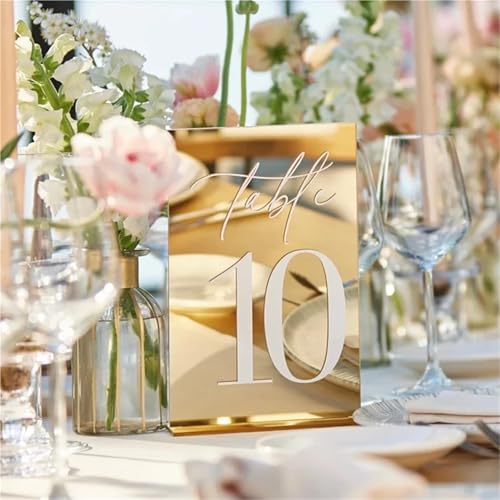 Numéros de table de mariage miroir doré pour un plan de table sans faute - 3