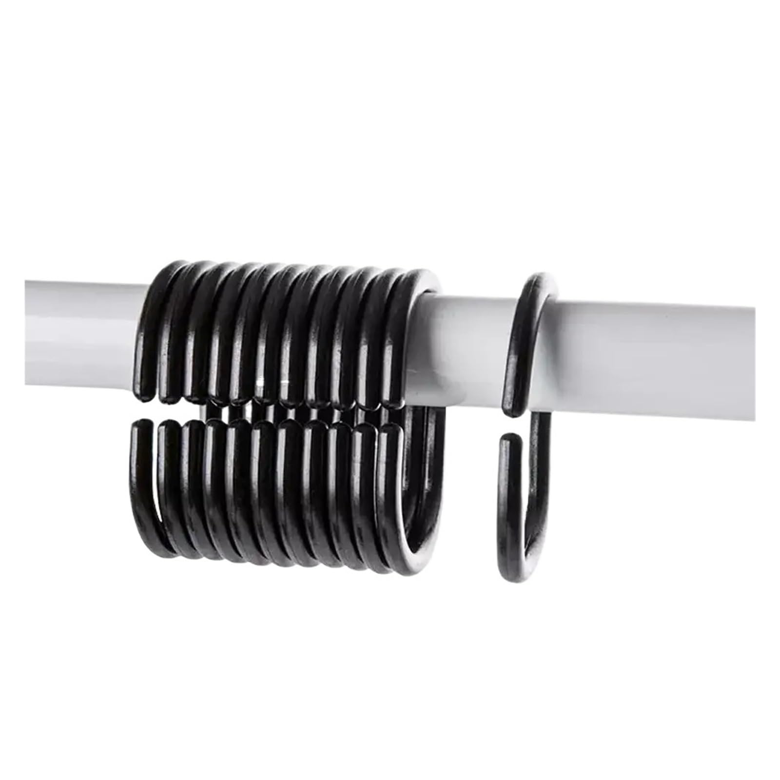 cafe curtain rings 24PCS Plastic C Type Shower Curtain Hook Hanger Bath Drape Loop Clip Glide Convenient Replacement Bathroom Accessories(Black)