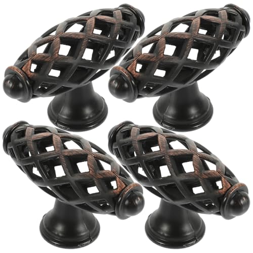 Image of balacoo 4pcs Vintage Knob Cabinets Brushed Drawer Knobs Vintage Door Handle Wardrobe Cabinet Matte Kitchen Cabinet Handles Single Hole Kitchen Cabinet Knobs Pull Handle for Furniture Black