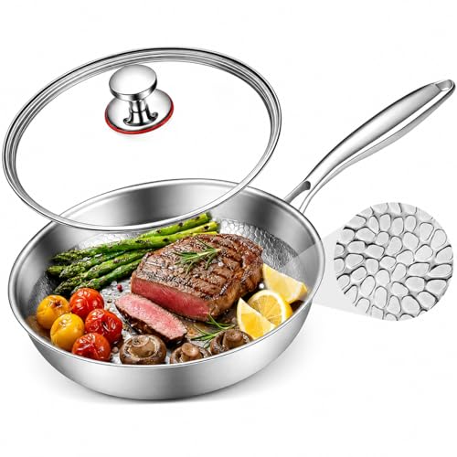 Hapetll Titanium Pans for Cooking, 10/12Inch No Coating Non-stick Titanium Cookware, Best Pans for Cooking - Free of PFAS/PFOA/PTFE, Induction & Oven-Safe, Dishwasher Safe (12in)