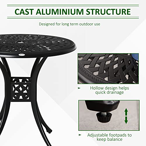 Outsunny-30-Round-Patio-Dining-Table-with-Umbrella-Hole-Antique-Cast-Aluminum-Outdoor-Bistro-Table-Only-Black Outsunny 30 Round Patio Dining Table with Umbrella Hole Antique Cast Aluminum Outdoor Bistro Table Only Black