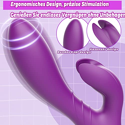 G-spot vibratoren, siliconen konijnenvibrators voor clitoris en G-spot met stootfunctie en 10 vibratiemodi, seksspeelgoed voor vrouwen - Afbeelding 4