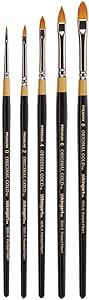 KINGART Premium Original Gold 9500-14 Filbert Series Pinceau D'artiste En Poils Synthétiques Taklon Doré Manche Court Pour Peinture Acrylique, Aquarelle, Huile Et Gouache Taille 14