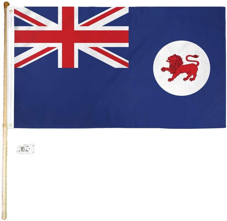3x5 3'x5' Tasmania Polyester Flag With 5' (Foot) Flag Pole Kit With Wall Mount Bracket & Screws (Imported)