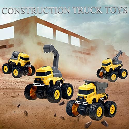 4Pcs Construction Monster Truck Toys, Monster Trucks Friction Powered Car