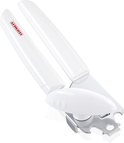 Bear Archery Leifheit - Abrelatas exacto color blanco acero inoxidable fuerte acero inoxidable rueda de corte con engranajes de acero endurecido