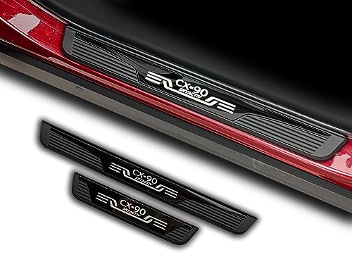 GZBFTDH Door Sill Scuff Plates for Mazda CX-90 2024, Door Entry Guard Accessories Trim Cover, Auto Interior Accessory Kick Panels 4pcs set