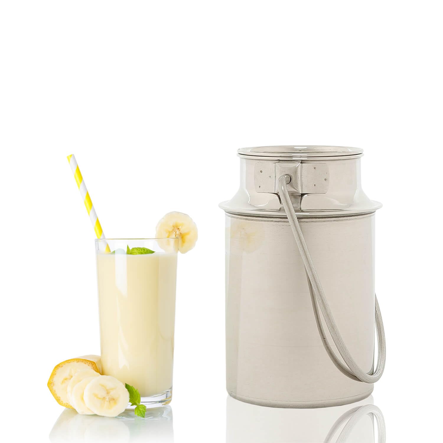 Milchkanne Edelstahl 1,5l für Soßen Milch Kaffee Küche Esstisch B:11,5 cm mit Bügel Steckdeckel Transportbehälter Kaffeekanne