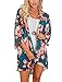 Floral Find Women's Floral Pattern Shawl Chiffon Kimono Summer Casual Loose Fit Cardigan (Small, Teal Blue)