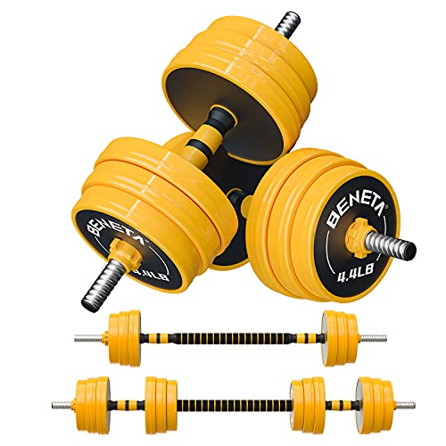 BENETA Adjustable Barbell, Adjustable Dumbbells Weight Set, Multifunction Free Weights Dumbbell Barbell Set, with Non-Slip Rubber Protective Cover, for Men, Women, Home, Gym(66LB)
