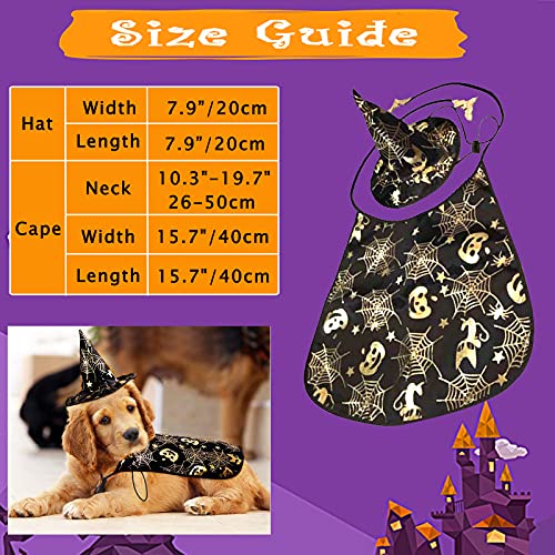 Halloween Dog Costume 2 Pack Wizard Cape With Hat Set, Adjustable Pet Witch Cloak Caps Funny Puppy Clothes Costumes For Small Medium Dogs Cats Cool Cosplay Apparel Halloween Party Decoration Outfits #TOP2