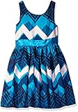 Bloome Big Girls' Blue Chevron Woven Special Occasion Dress