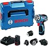 Bosch Professional 12V System Cordless Drill GSR 12V-35 FC - FlexiClick System 2 x 3.0 Ah Battery Included, Fast Charger GAL 12V-40, 4 x Header, L-BOXX
