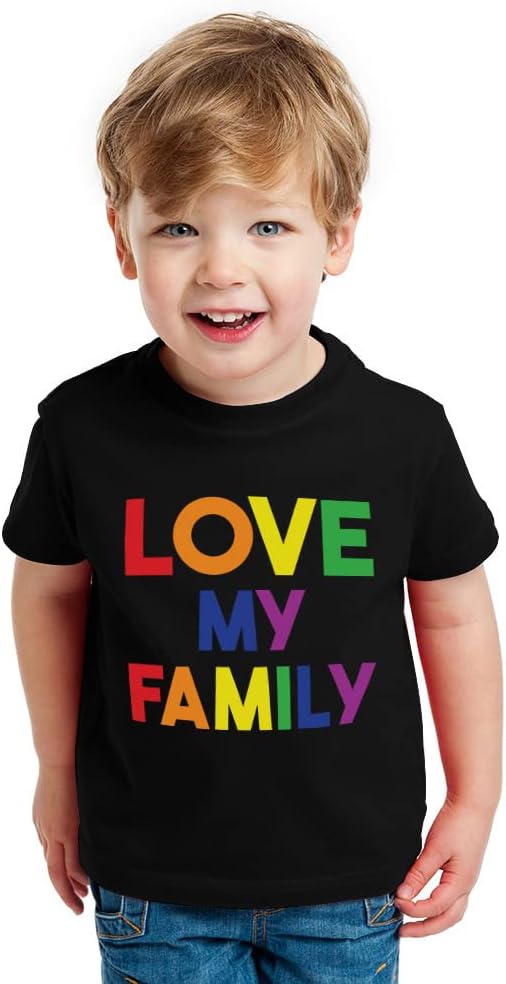 Tstars Love My Family Rainbow Shirt Equality LGBTQ Gay Pride Month Toddler Kids Shirts