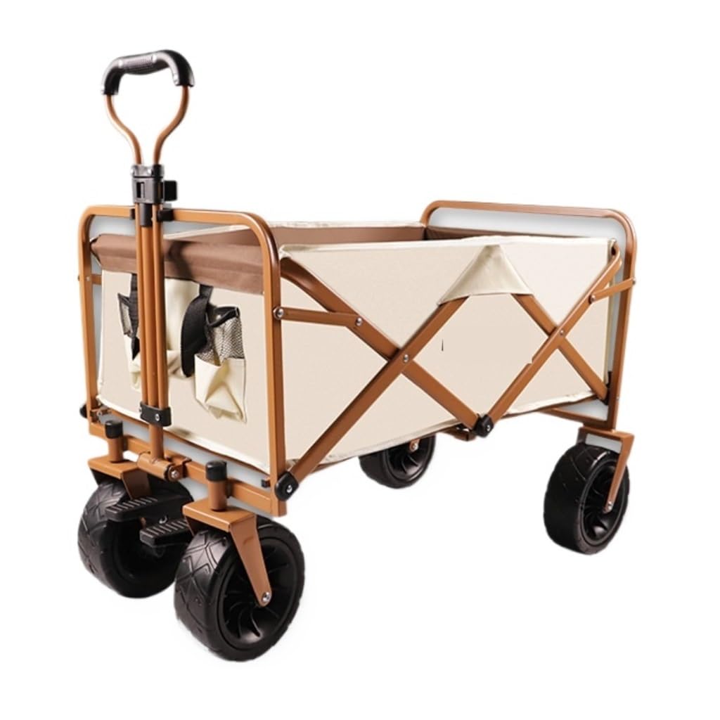 Genérico Carrito de Camping Plegable y práctico de Cuatro Ruedas, Carrito de Playa portátil con diseño Plegable para Camping, picnics y Compras. Carrito de Pesca Ligero para Actividades al Aire Libre