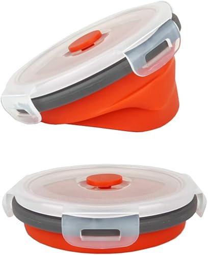 Miniatura 6 de ECOmorning Contenedor redondo plegable para almuerzo de silicona de 3 piezas, contenedor plegable para almacenamiento de alimentos con tapas