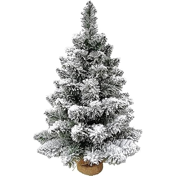 Choinka Pinet Śnieżny 60 cm Krzaste i Realistyczne Liście PVC, Podstawa Juty Choinka Mały Gotowy