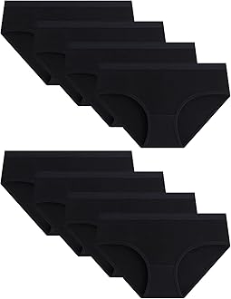 Adorel Teen Girls Knickers Solid Colour Underpants Pack of 8 Briefs