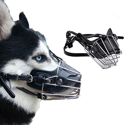 Heads to Tails Adjustable Strap Safe Iron Wire Muzzle for Pet Safety Collar for Anti Biting Dog (Black, Extra Small - XS)