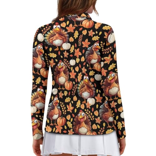 Womens Golf Tennis Shirts Long Sleeve Golf Collared Pullover Moisture Wicking 1/4 Zipper Lapel Workout Tops3