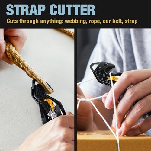 Image of GOOD WORKER Legal Pocket Knife with 2.95 inch Serrated Blade, Glass Breaker, Seat Belt Cutter - EDC Sharp Folding Knives with Portable Clip - Small Tool for Tactical Camping Survival Hiking - Gifts for Men, Women