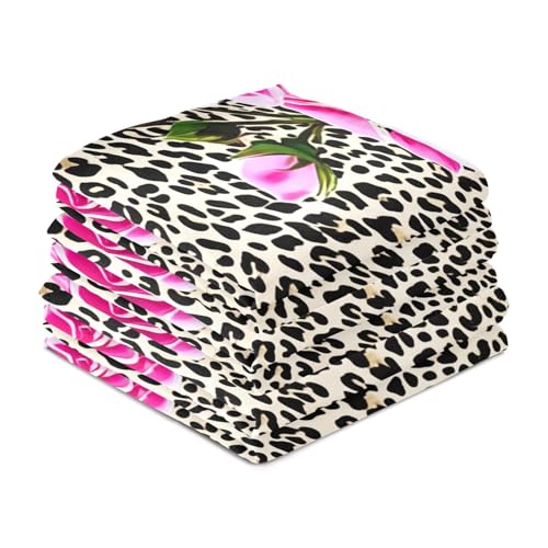 Paños de cocina finos GAIREG, toallas para secar vajilla con diseño de rosas y leopardo, 6 uds 5