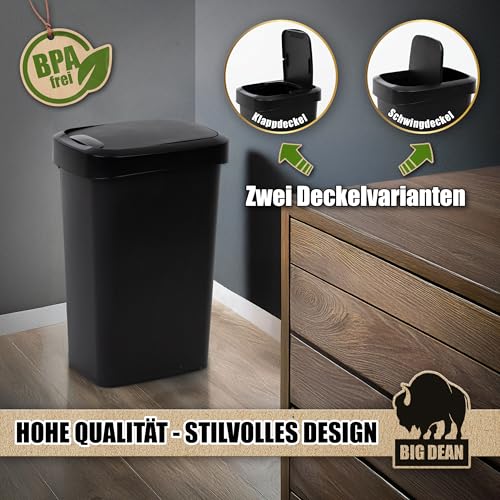 BigDean Mülleimer 50 Liter Schwing & Klappdeckel schwarz Küche – Bild 6