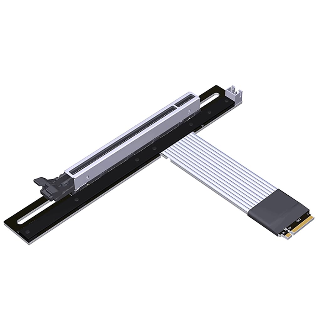JMT ADT-K43D M.2 NGFF NVMe Key M to PCI-E x16 Extension Cable SATA Power Cable PCIe4.0 x4 High Speed for STX Motherboard Graphics Card GPU (K43DT-TU,25CM)