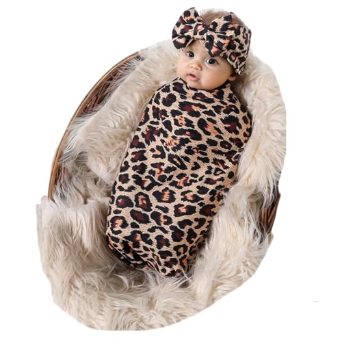 Image of Galabloomer Receiving Blanket Headband Set Flower Print Baby Swaddle Receiving Blankets
