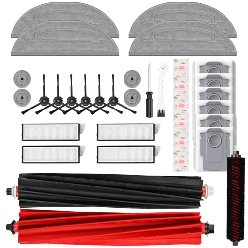 35 Stück Zubehör für Roborock S8 MaxV Ultra Staubsauger, 2 Hauptbürsten 4 HEPA-Filter 4 Wischtücher 4 wischmopp 6 Staubb...