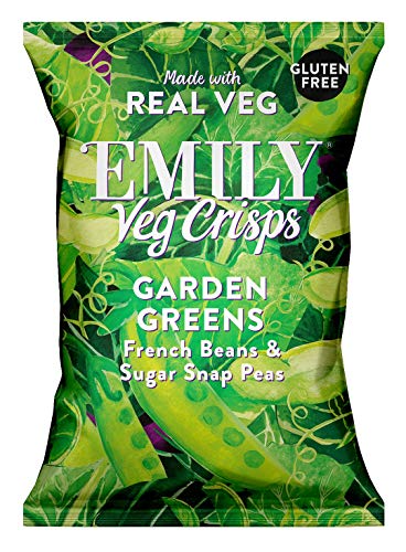 Emily Veg Crisps - Garden Greens - 12 x 23g - Made with Real Veg, 100% Natural, High in Fibre, Gluten Free, Dairy Free, Vegan, No Palm Oil - Pack of 12