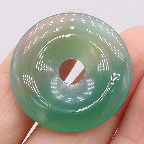 Miniatura 3 de LHJ Colgantes de cuentas de piedra natural, agujero central, forma de anillo de piedra mixta, hebilla de ping y ágata piedra de cristal para hacer