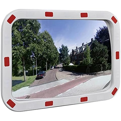 vidaXL Verkehrsspiegel Überwachungsspiegel Sicherheitsspiegel Panoramaspiegel Konvex Viereckig 40×60 cm mit Reflektoren Cover