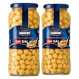Garbanzos cocidos Extra sin sal, Ideal como guarnición, plato principal o en ensaladas, Conservar en lugar fresco y seco, Peso neto 570 g, Peso escurrido 400 gr, Formato tarro de cristal, 2 Unidades