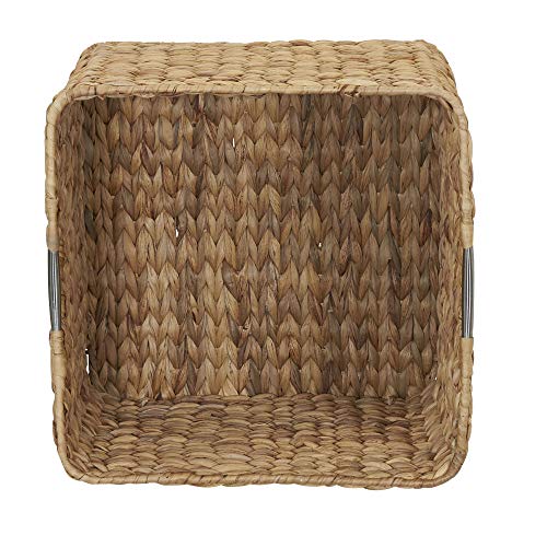 Household Essentials Woven Wicker Open Storage Basket With Stainless Steel Handle, Natural #TOP3