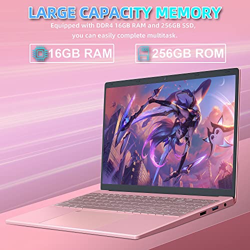 【Win 11 Pro/Office 2019】16 Inch Laptop Narrow Bezels Fhd (1920*1200) Ips Display, High Performance Celeron N5105 Cpu, 16Gb Ram, 256Gb Ssd, With Full Size Numeric Backlit Kb, Rose Gold (16G+256G Ssd) #TOP3