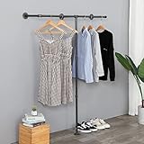 WJJAYY Industrial Pipe Clothes Rack, Heavy Duty Wall Mounted Black Iron Garment Bar,Retail Display R